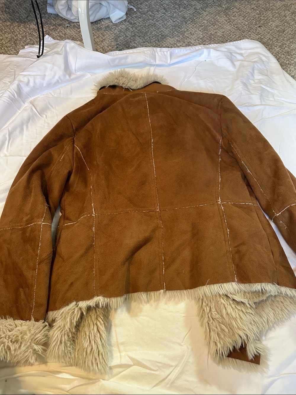 cupcakes & cashmere Rust Brown Teddy Jacket with Cream Faux Fur Trim - Picture 3 of 3
